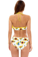 Laden Sie das Bild in den Galerie-Viewer, Neckholder Einteiler bedruckte gelbe Bademode mit Rüschen