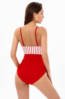 Laden Sie das Bild in den Galerie-Viewer, Gestreifte Spaghettiträger Einteilige Bademode