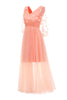Laden Sie das Bild in den Galerie-Viewer, Apricot Tüll Langärmeliges Vintage Kleid mit Applikationen