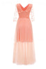 Laden Sie das Bild in den Galerie-Viewer, Apricot Tüll Langärmeliges Vintage Kleid mit Applikationen