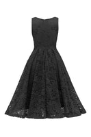 Laden Sie das Bild in den Galerie-Viewer, Dunkelgrünes A-Linie ärmelloses Spitzenkleid