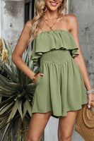 Laden Sie das Bild in den Galerie-Viewer, Schwarze trägerlose kurze Jumpsuits