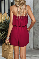 Laden Sie das Bild in den Galerie-Viewer, Schwarze trägerlose kurze Jumpsuits