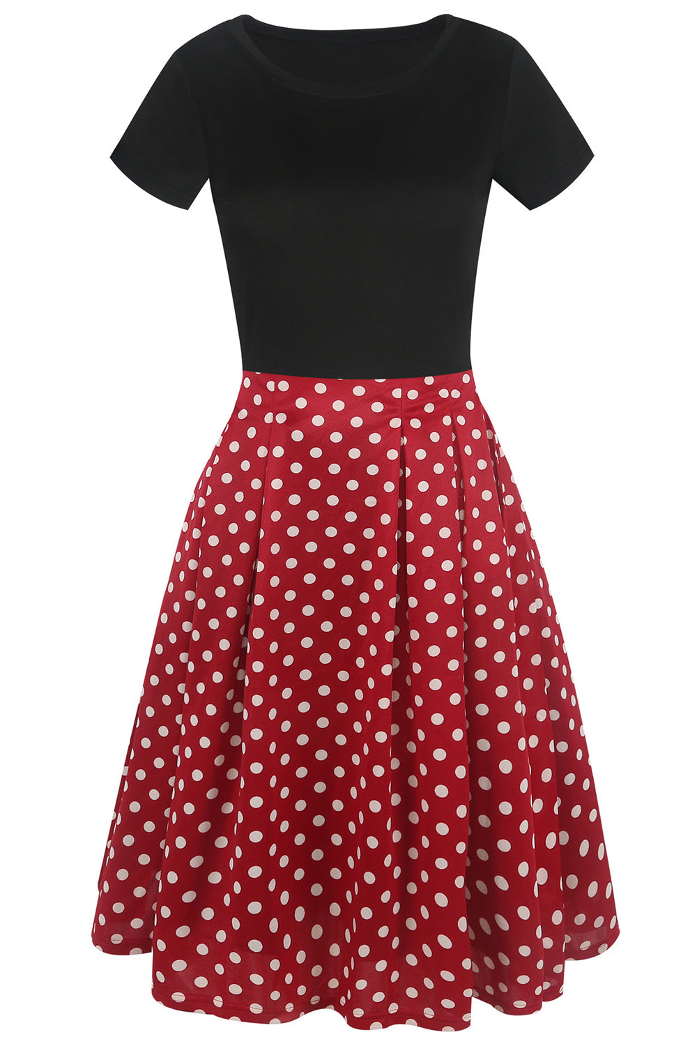 Générique Damen Vintage Kleid Mit Punkten - Abendkleid Mit Kurzen Ärmeln