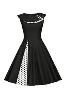 Laden Sie das Bild in den Galerie-Viewer, Polka Dots Rotes 1950er Jahre Kleid mit Knopf
