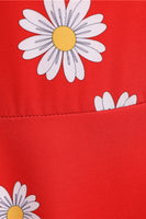 Laden Sie das Bild in den Galerie-Viewer, Ärmelloses bedrucktes gelbes Kleid aus den 1950er Jahren