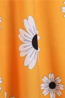 Laden Sie das Bild in den Galerie-Viewer, Ärmelloses bedrucktes gelbes Kleid aus den 1950er Jahren