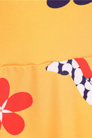 Laden Sie das Bild in den Galerie-Viewer, Bedrucktes ärmelloses gelbes Vintage-Kleid