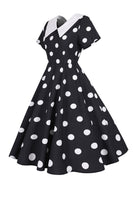 Laden Sie das Bild in den Galerie-Viewer, Polka Dots Rosa Vintage-Kleid mit kurzen Ärmeln
