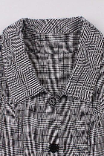 A-Linie 3/4 Ärmel Graues 1950er Jahre Kleid mit Taschen
