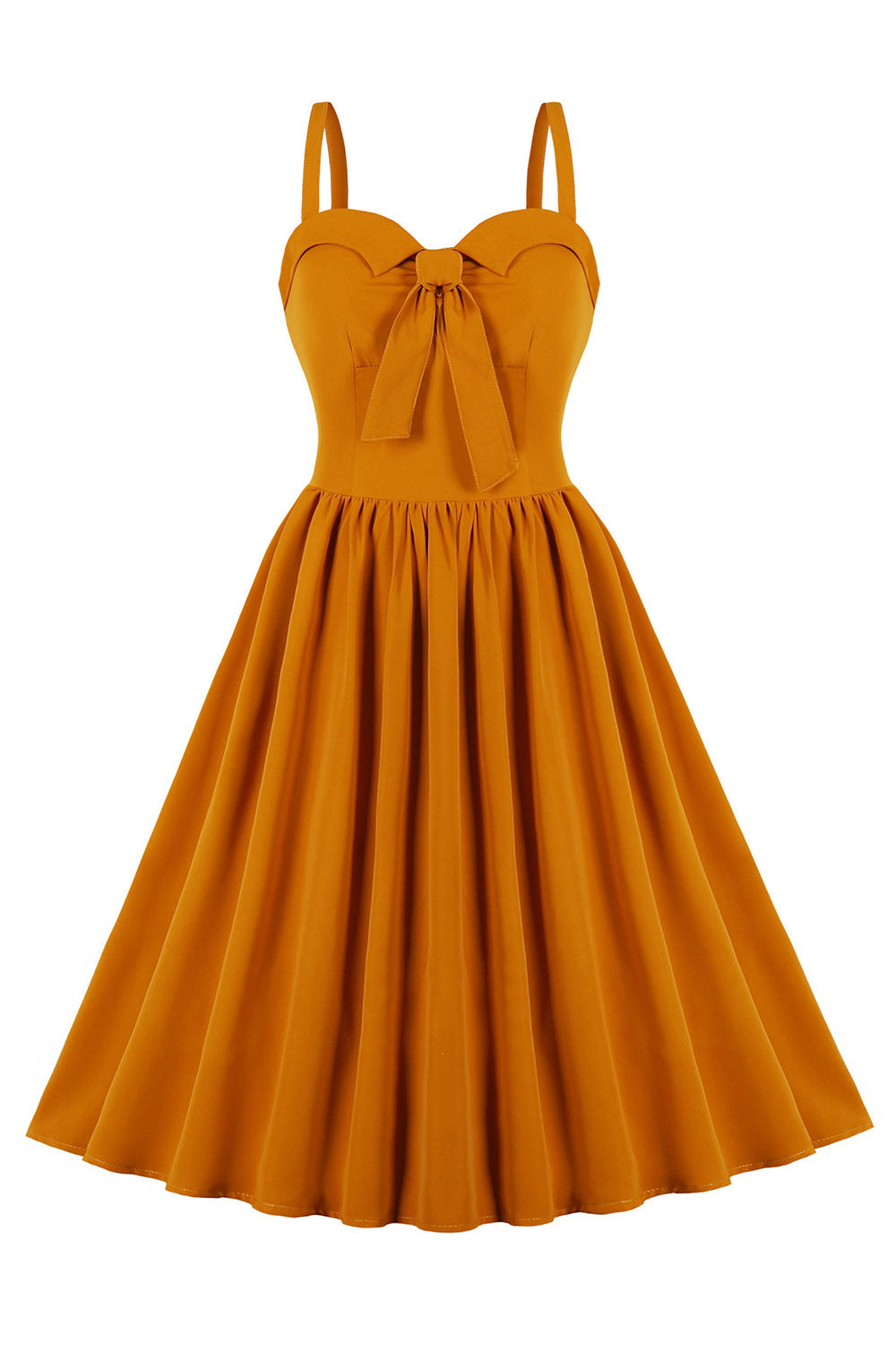 Spaghettiträger Gelbes Swing Vintage Kleid