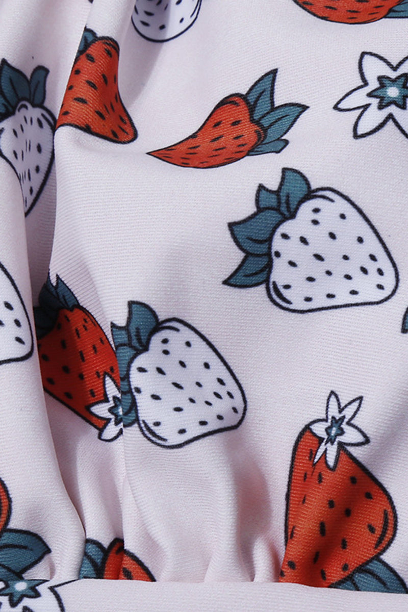 Laden Sie das Bild in den Galerie-Viewer, Weiße einteilige bedruckte Bademode mit Erdbeeren