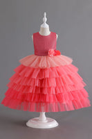 Laden Sie das Bild in den Galerie-Viewer, Königsblaues ärmelloses A-Linie Mädchenkleider mit 3D-Blumen