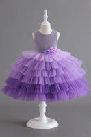 Laden Sie das Bild in den Galerie-Viewer, Königsblaues ärmelloses A-Linie Mädchenkleider mit 3D-Blumen