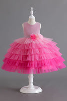 Laden Sie das Bild in den Galerie-Viewer, Königsblaues ärmelloses A-Linie Mädchenkleider mit 3D-Blumen