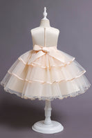 Laden Sie das Bild in den Galerie-Viewer, Rosa A-Linie Applikationen ärmelloses Rundhalsausschnitt Mädchen Kleider