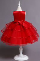 Laden Sie das Bild in den Galerie-Viewer, Rosa A-Linie Applikationen ärmelloses Rundhalsausschnitt Mädchen Kleider