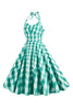 Laden Sie das Bild in den Galerie-Viewer, Neckholder Kariertes Vintage-Kleid mit Schleife
