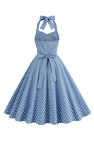 Laden Sie das Bild in den Galerie-Viewer, Neckholder Rotes Polka Dots Rockabilly Kleid