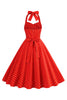 Laden Sie das Bild in den Galerie-Viewer, Neckholder Rotes Polka Dots Rockabilly Kleid