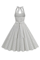 Laden Sie das Bild in den Galerie-Viewer, Neckholder Rotes Polka Dots Rockabilly Kleid