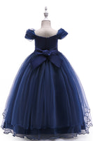 Laden Sie das Bild in den Galerie-Viewer, A-Linie Perlen Blush Mädchen Kleider mit Applikationen