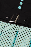 Laden Sie das Bild in den Galerie-Viewer, Grünes kurzärmeliges Polka Dots 1950er Jahre Kleid mit Gürtel
