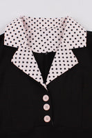 Laden Sie das Bild in den Galerie-Viewer, Grünes kurzärmeliges Polka Dots 1950er Jahre Kleid mit Gürtel