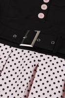 Laden Sie das Bild in den Galerie-Viewer, Grünes kurzärmeliges Polka Dots 1950er Jahre Kleid mit Gürtel