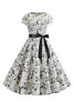 Laden Sie das Bild in den Galerie-Viewer, A Linie bedruckte Swing Kleider aus den 1950er Jahren