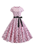 Laden Sie das Bild in den Galerie-Viewer, A Linie bedruckte Swing Kleider aus den 1950er Jahren