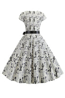 Laden Sie das Bild in den Galerie-Viewer, A Linie bedruckte Swing Kleider aus den 1950er Jahren