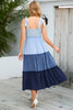 Laden Sie das Bild in den Galerie-Viewer, Blaues Midi Sommerkleid in A-Linie mit Plisseefalten