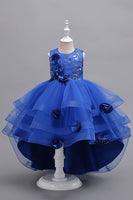 Laden Sie das Bild in den Galerie-Viewer, Rosa Hohe Niedrige Applikationen Glitzernde Mädchen Kleider