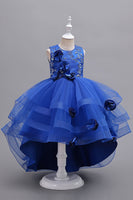 Laden Sie das Bild in den Galerie-Viewer, Rosa Hohe Niedrige Applikationen Glitzernde Mädchen Kleider