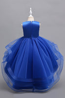 Laden Sie das Bild in den Galerie-Viewer, Rosa Hohe Niedrige Applikationen Glitzernde Mädchen Kleider