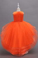 Laden Sie das Bild in den Galerie-Viewer, Rosa Hohe Niedrige Applikationen Glitzernde Mädchen Kleider