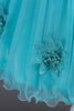 Laden Sie das Bild in den Galerie-Viewer, Blaue A-Linie Bowknot Mädchen Partykleider mit 3D-Blumen