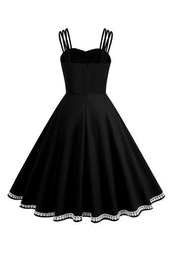 Hepburn Style Rockabilly Schwarzes Vintage Kleid