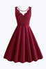 Laden Sie das Bild in den Galerie-Viewer, Seeblaues ärmelloses Kleid mit V-Ausschnitt aus den 1950er Jahren