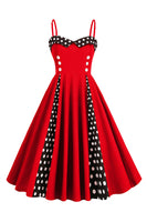Laden Sie das Bild in den Galerie-Viewer, Hellblaues Polka Dots Spaghettiträger 1950er Jahre Kleid