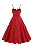 Laden Sie das Bild in den Galerie-Viewer, Hellblaues Polka Dots Spaghettiträger 1950er Jahre Kleid