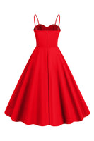 Laden Sie das Bild in den Galerie-Viewer, Hellblaues Polka Dots Spaghettiträger 1950er Jahre Kleid