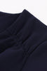 Laden Sie das Bild in den Galerie-Viewer, Marineblaues V-Ausschnitt Kleid mit halben Ärmeln aus den 1950er Jahren