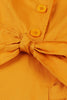 Laden Sie das Bild in den Galerie-Viewer, Gelbes V-Ausschnitt Vintage Kleid mit kurzen Ärmeln