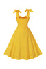 Laden Sie das Bild in den Galerie-Viewer, Gelbes Polka Dots ärmellose Spaghettiträger Vintage Kleid