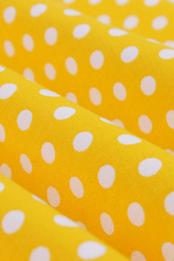 Gelbes Polka Dots ärmellose Spaghettiträger Vintage Kleid