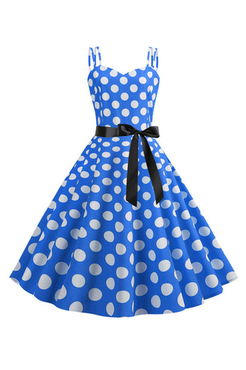 Rosa Polka Dots Spaghettiträger 1950er Jahre Kleid mit Schleife