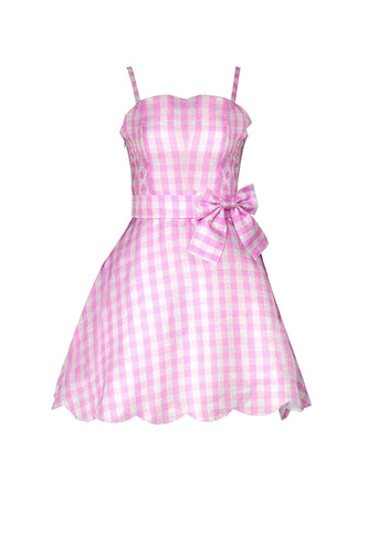 Rosa kariertes Vintage-Kleid aus den 1950er Jahren
