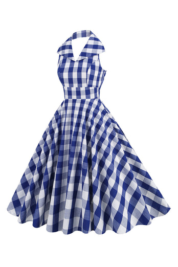 Rosa Pin Up Kariertes Vintage Kleid aus den 1950er Jahren